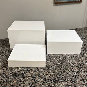 White Display Blocks Set of 3 - Simple Modern Stands buffet risers